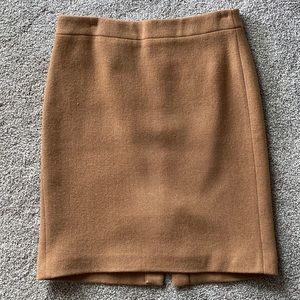 J. Crew Mercantile Caramel Brown Tan Double Surge Wool Pencil Skirt